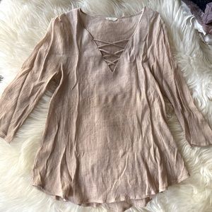 Jella Couture Boho Lace Front Blouse